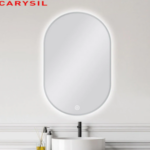 MS-RW6090B-GU 600 X 900MM OVAL SHAPE GUN METAL FRAMED CARYSIL LED MIRROR