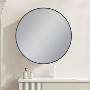 NM-R60-GU GUMMETAL FRAMED ROUND CARYSIL MIRRORS 600MM