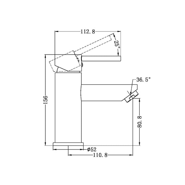 DOLCE BASIN MIXER STRAIGHT SPOUT GUN METAL (NR250802GM)