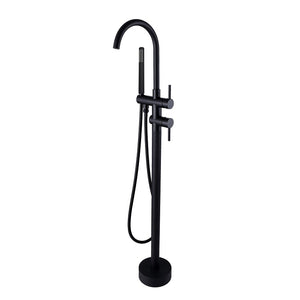 Round Black Freestanding Bath Mixer With Handheld Shower OX0116.BS