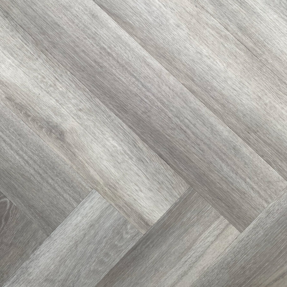 Obsidian 9mm Herringbone Hybrid Floor 625 x 125 x 9.0mm - Estate Grey Oak