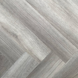 Obsidian 9mm Herringbone Hybrid Floor 625 x 125 x 9.0mm - Estate Grey Oak