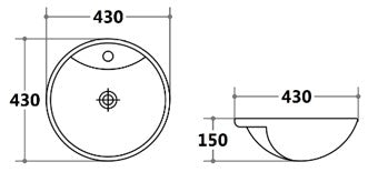 PSR4343 Semi-Reccessed Basin 430*430*150mm