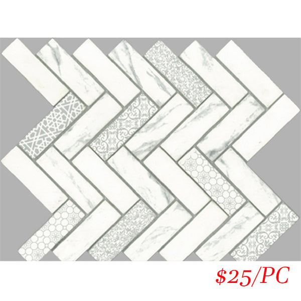 SIG203 SIGNATURE HERRINGBONE WHITE SATIN 300X300MM