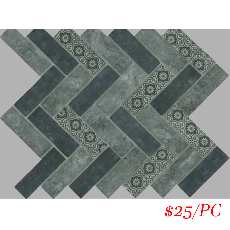 SIG240 SIGNATURE HERRINGBONE CHARCOAL SATIN 300X300MM