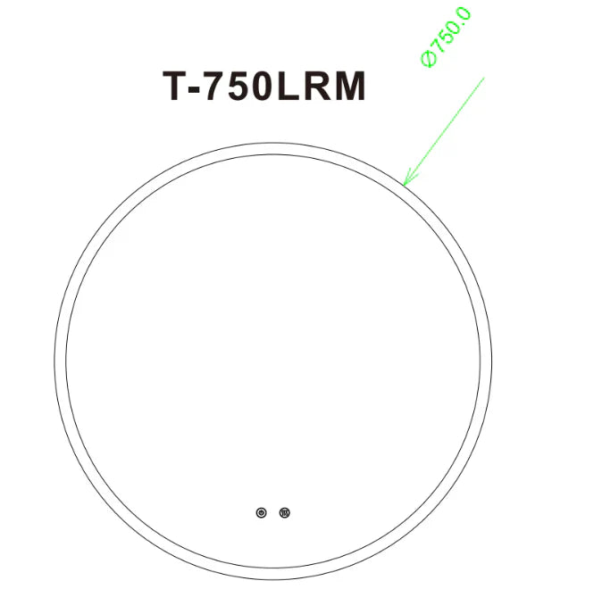T-750LRM 750MM ROUND 3 COLOR LIGHTING ACRYLIC LED MIRROR TOUCH SENSOR SWITCH DEFOGGER PAD WALL MOUNTED - LIGHTING ON THE RIM