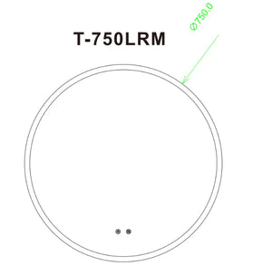 T-750LRM 750MM ROUND 3 COLOR LIGHTING ACRYLIC LED MIRROR TOUCH SENSOR SWITCH DEFOGGER PAD WALL MOUNTED - LIGHTING ON THE RIM