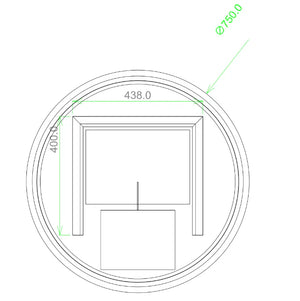T-750LRM 750MM ROUND 3 COLOR LIGHTING ACRYLIC LED MIRROR TOUCH SENSOR SWITCH DEFOGGER PAD WALL MOUNTED - LIGHTING ON THE RIM