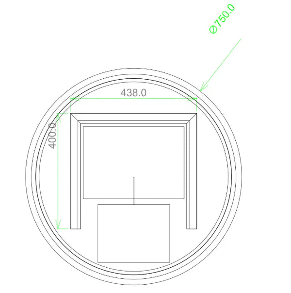 T-750LRM 750MM ROUND 3 COLOR LIGHTING ACRYLIC LED MIRROR TOUCH SENSOR SWITCH DEFOGGER PAD WALL MOUNTED - LIGHTING ON THE RIM