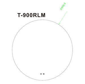 T-900RLM 900MM ROUND 3 COLOR LIGHTING BACKLIT ACRYLIC LED MIRROR TOUCH SENSOR SWITCH DEFOGGER PAD WALL MOUNTED