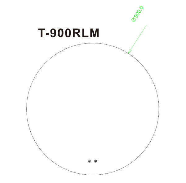 T-900RLM 900MM ROUND 3 COLOR LIGHTING BACKLIT ACRYLIC LED MIRROR TOUCH SENSOR SWITCH DEFOGGER PAD WALL MOUNTED