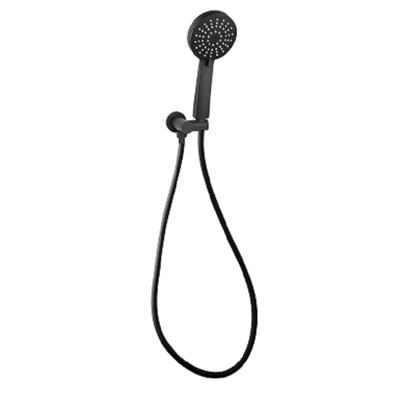 TP 2013K CURO Round 3 Function Shower Head on Bracket (Elbow Built in) with black hose