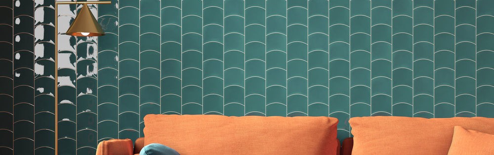 Wave Teal Grassy Gloss 120x120mm