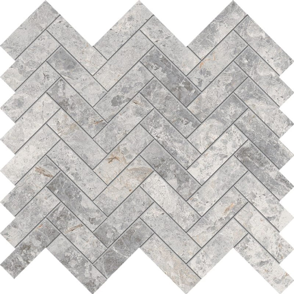 TUNDRA GREY HERRINGBONE 20X64MM MOSAIC MATT SMOOTH GRIP
