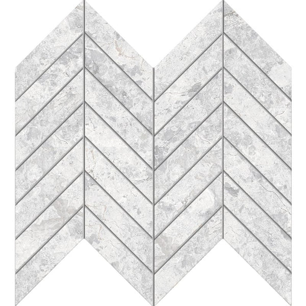 TUNDRA WHITE CHEVRON 22X98MM MOSAIC MATT SMOOTH GRIP
