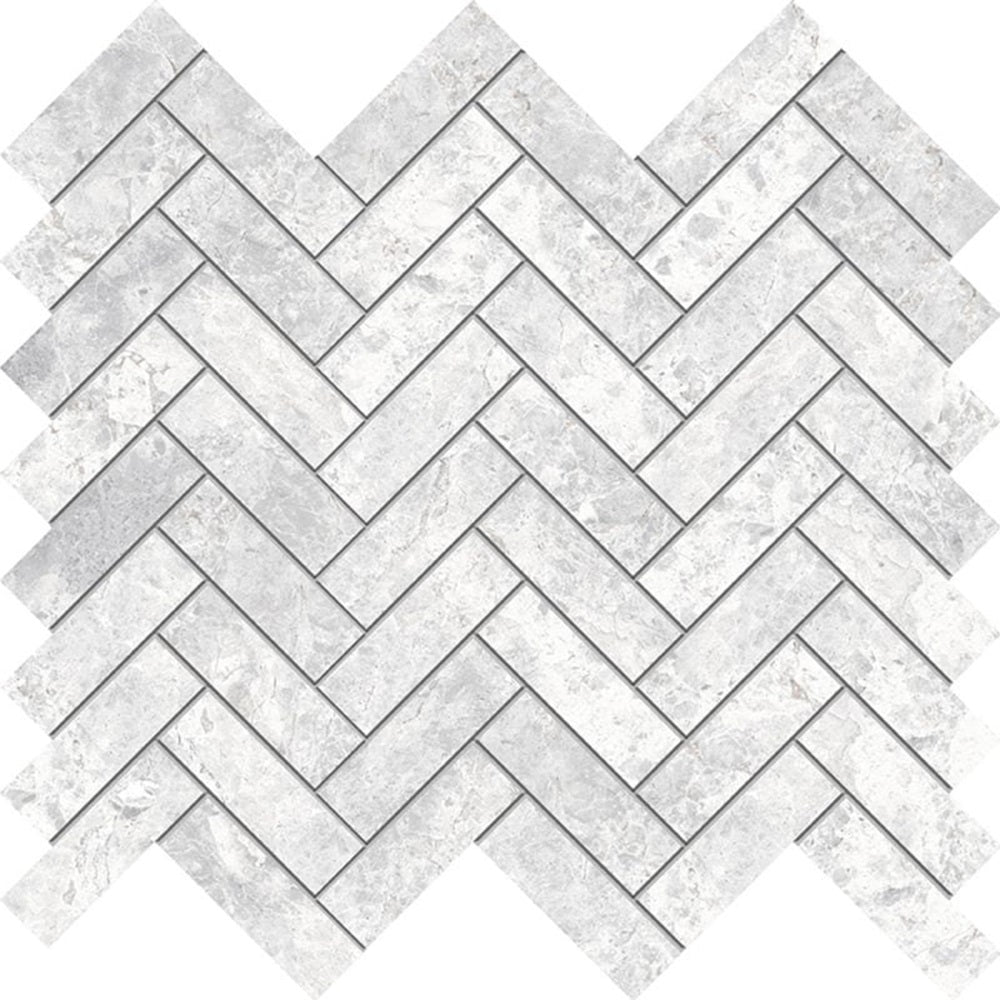 TUNDRA WHITE HERRINGBONE 20X64MM MOSAIC MATT SMOOTH GRIP