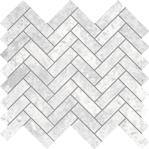 TUNDRA WHITE HERRINGBONE 20X64MM MOSAIC MATT SMOOTH GRIP