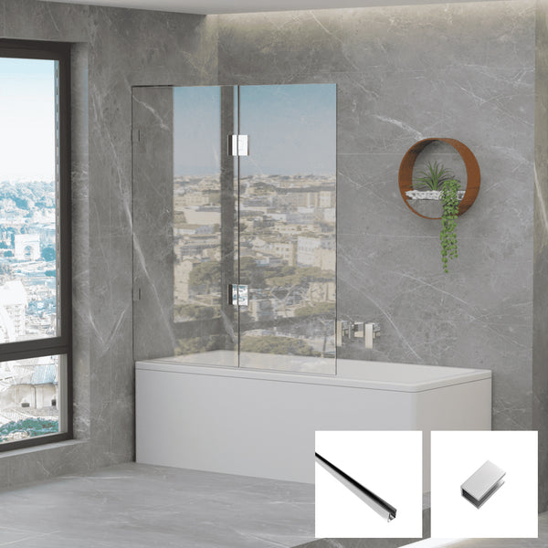 Violet 10 10mm Frameless Fixed & Swing Bath Screen V10-B-FS - Chrome