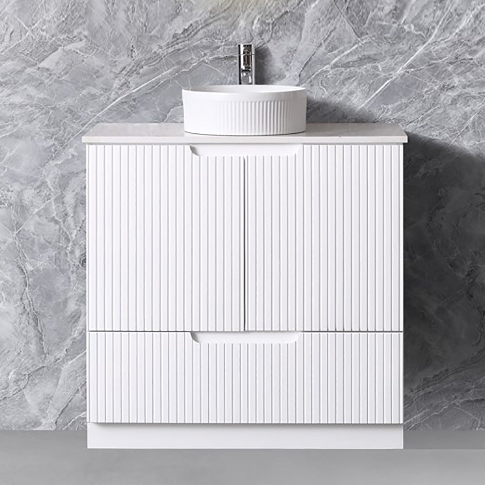 WH56+SK56-900WM Duplex Collection (Floor Standing) 900mm - Matt White Single Bowl