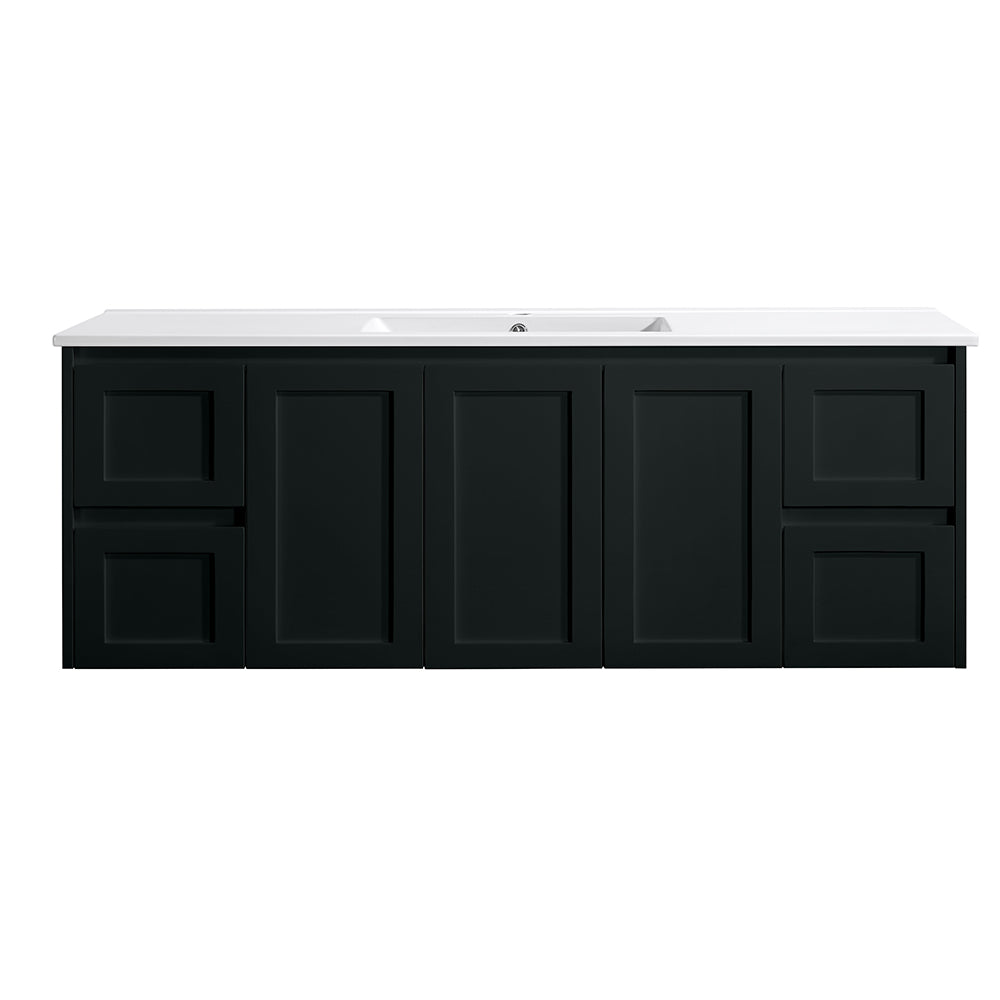 WH76-1500WBM Luna Collection Vanity 1500mm - Matt Black Single Bowl / Double Bowls
