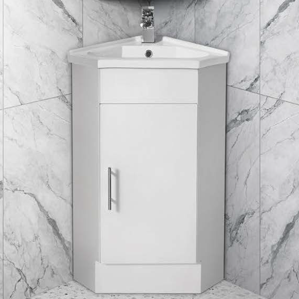 Serin Collection Corner Vanity 410mm - Gloss White Single Bowl