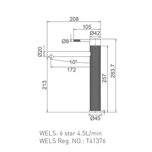 WT 7502BN TIARA Tower Basin Mixer in Brushed Nickel