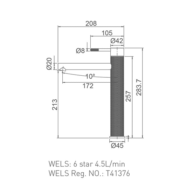 WT 7502GM TIARA Tower Basin Mixer in Gun Metal