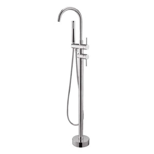 BU0116.BS ROUND BRUSHED NICKEL FREESTANDING BATH MIXER WITH HANDHELD SHOWER