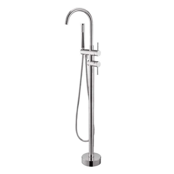 BU0116.BS ROUND BRUSHED NICKEL FREESTANDING BATH MIXER WITH HANDHELD SHOWER