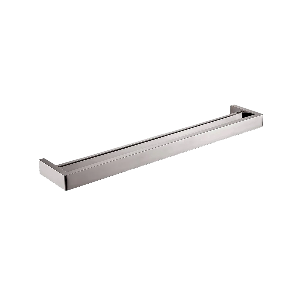 BU7002.TR IVANO SERIES SQUARE BRUSHED NICKEL GREY DOUBLE TOWEL RAIL 600MM