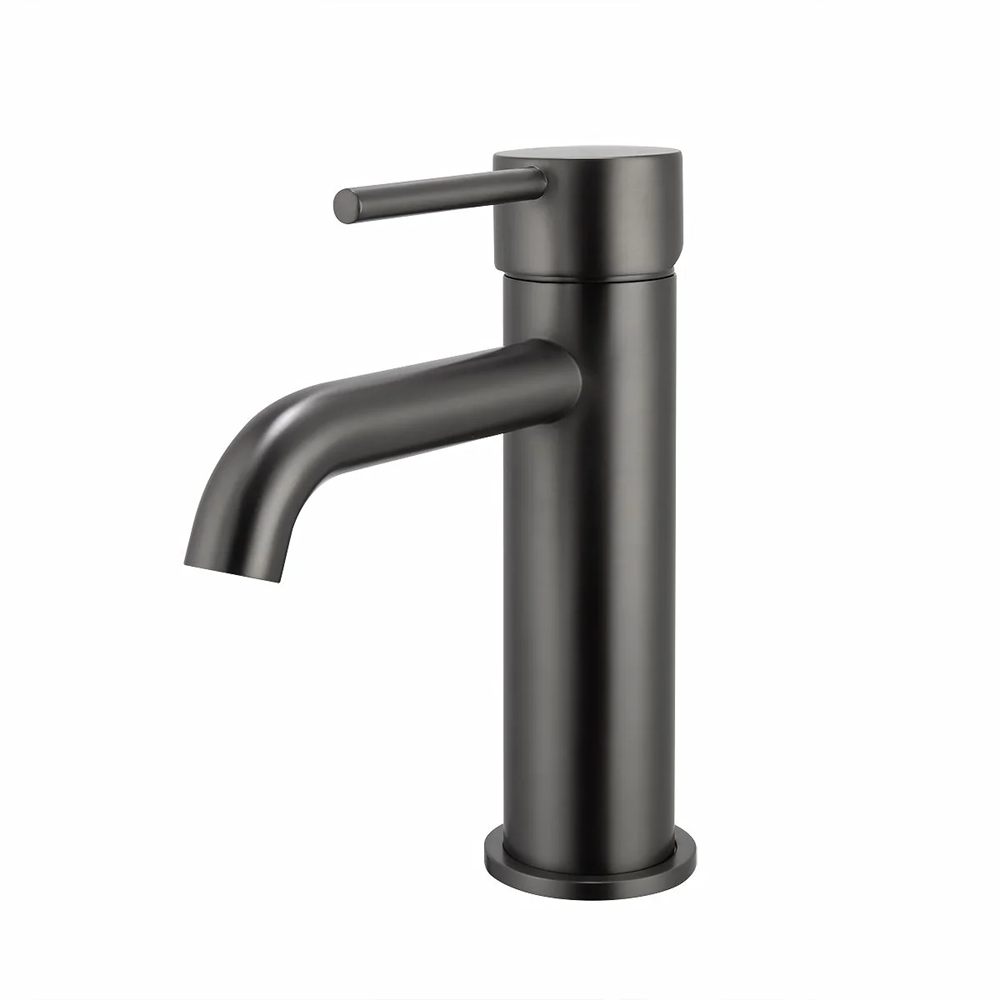 BUGM0150.BM LUCID PIN SERIES ROUND BRUSHED GUN METAL GREY BASIN MIXER