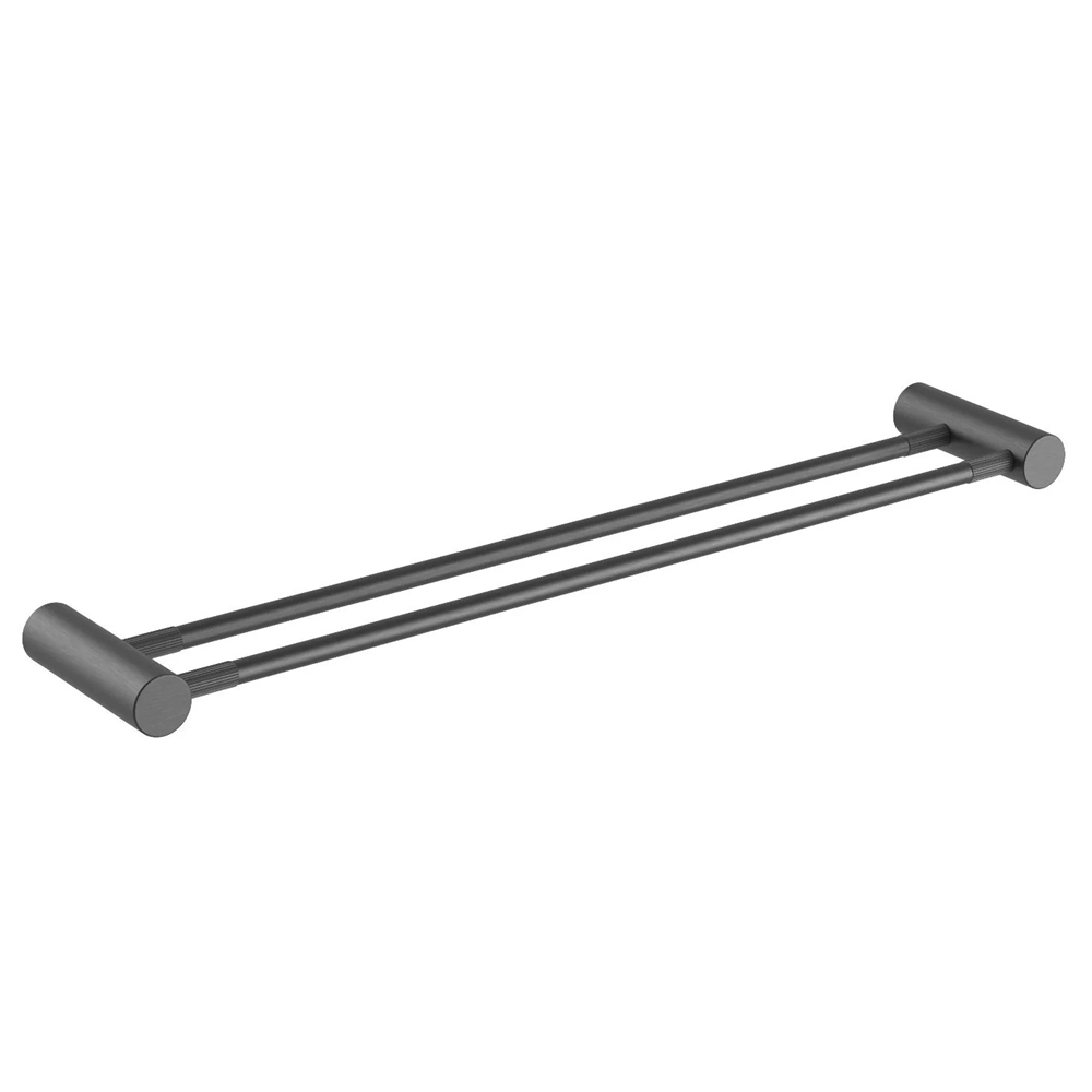 BUGM9002.TR CADDENCE SERIES BRUSHED GUN METAL GREY DOUBLE TOWEL RAIL 600MM