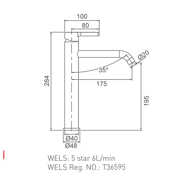 WT 6502MK KENZO Tower Basin Mixer in Matte Black