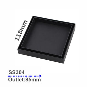 OX003.FD MATTE BLACK SHOWER GRATE FLOOR WASTE DRAIN SMART INSERT TILE 120*120MM