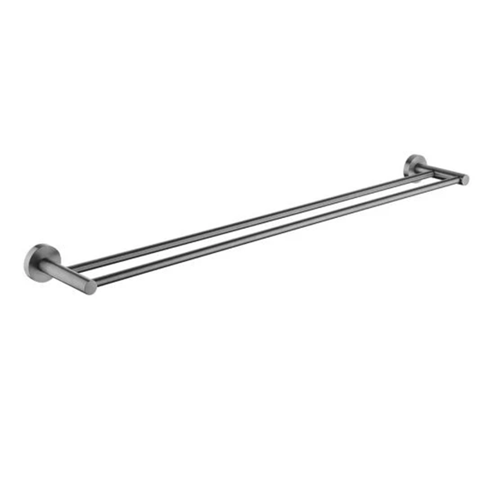 GM6602.TR LUCID PIN 800MM ROUND GUNMETAL DOUBLE TOWEL RAIL