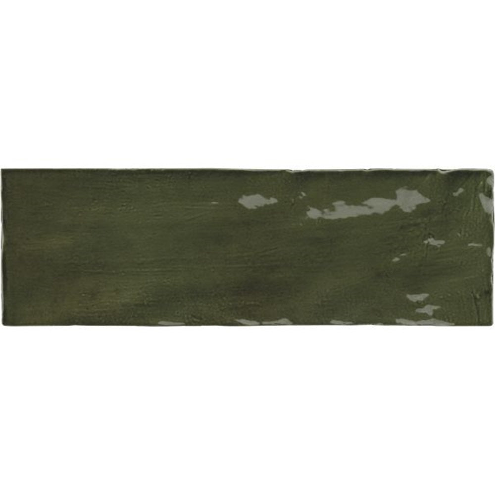 EQU0033 LA RIVIERA BOTANICAL GREEN GLOSS SUBWAY 65X200mm Made In Spain
