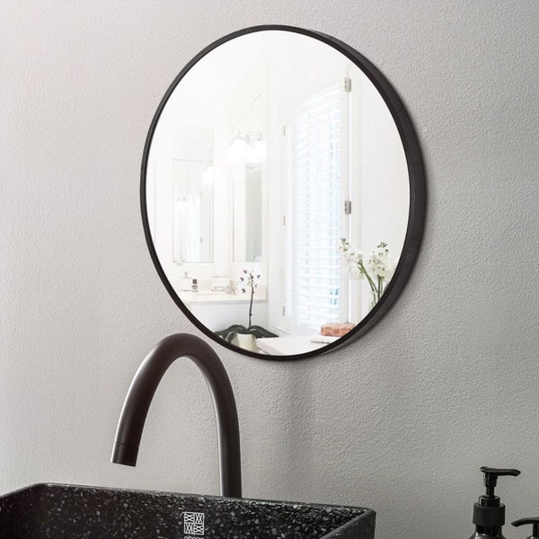 T-800MRB 800*40MM ROUND BLACK ALUMINIUM WALL MIRROR