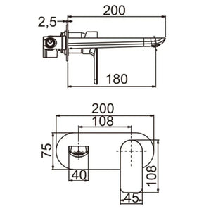 BU0158-2.BM VOG SERIES BRUSHED NICKEL BATHTUB/BASIN WALL MIXER WITH SPOUT