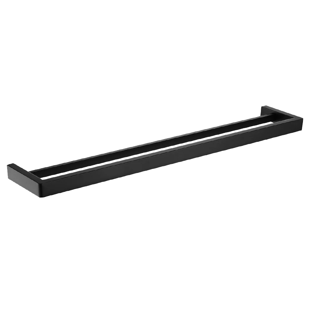 OX7002.8.TR IVANO SERIES SQUARE BLACK DOUBLE TOWEL RAIL 800MM