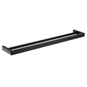 OX7002.8.TR IVANO SERIES SQUARE BLACK DOUBLE TOWEL RAIL 800MM