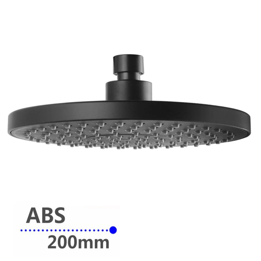 OX0102.SH ROUND MATT BLACK RAINFALL SHOWER HEAD 200MM