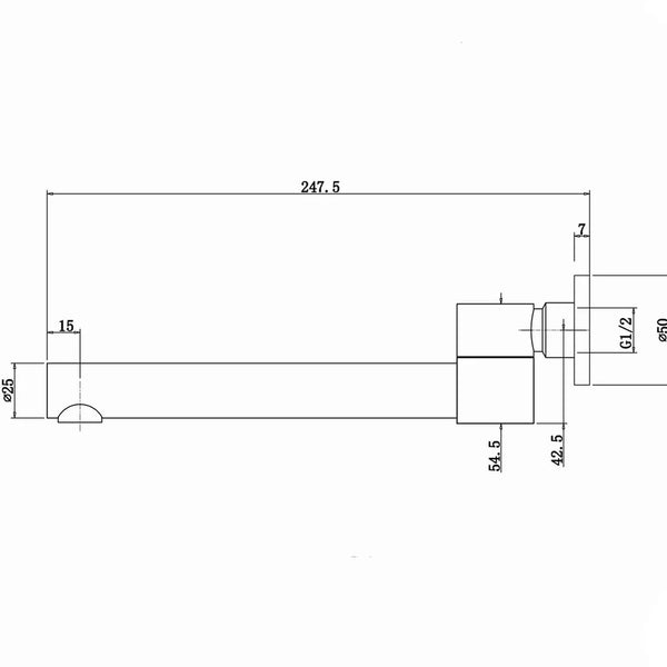 BU0004.BS ROUND BRUSHED NICKEL BATHTUB/BASIN SWIVEL WALL SPOUT