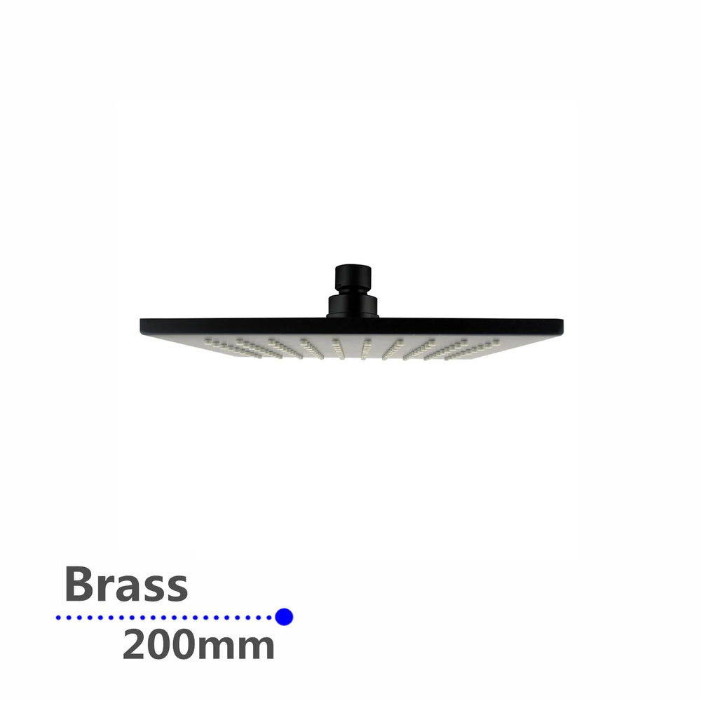 OX0134.SH SQUARE BLACK RAINFALL BRASS SHOWER HEAD 200MM