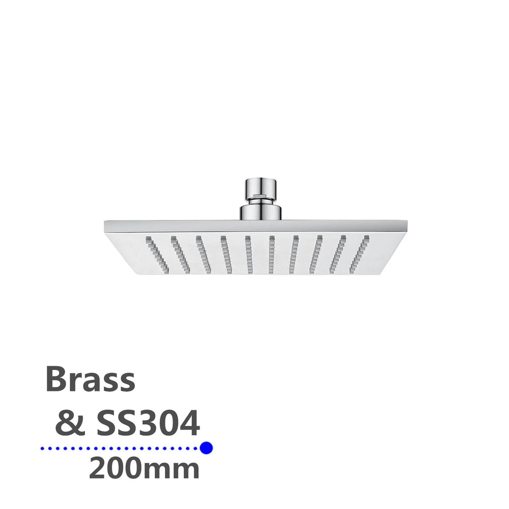 CH0134.SH SQUARE CHROME RAINFALL BRASS SHOWER HEAD 200MM