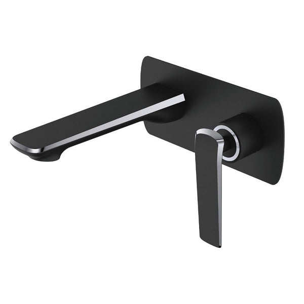 WMT14.03 Esperia Matte Black & Chrome Wall Mixer With Spout