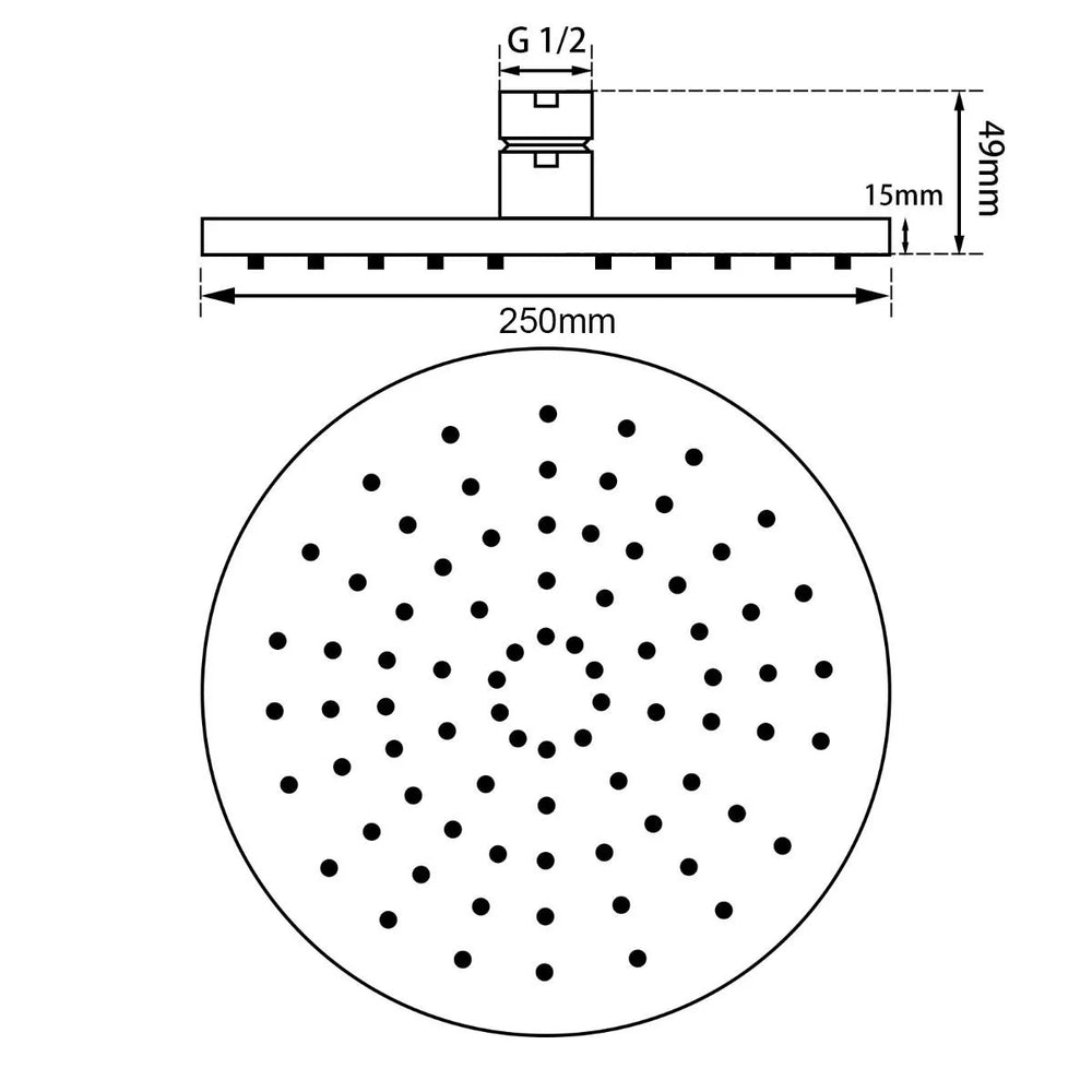 GM0010.SH ROUND GUN METAL GREY BRASS SHOWER HEAD 250MM (BRASS)