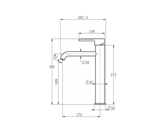 TSI Mixer Taps CH0151.BM LUCID PIN SERIES ROUND CHROME TALL BASIN MIXER