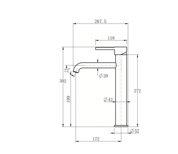 TSI Mixer Taps CH0151.BM LUCID PIN SERIES ROUND CHROME TALL BASIN MIXER