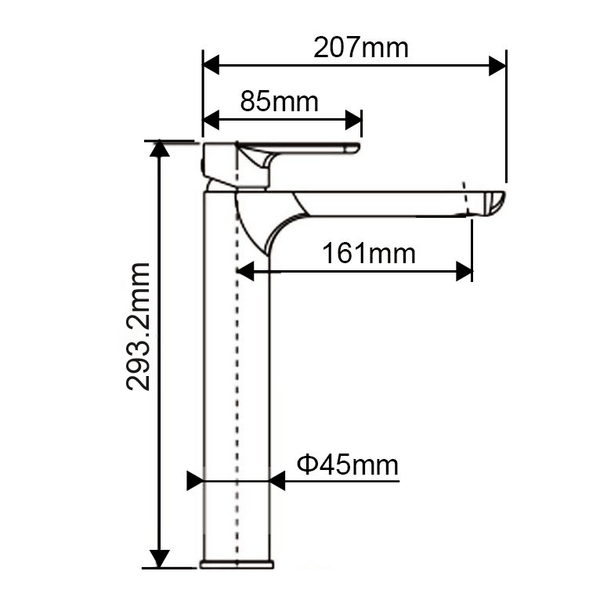 TSI Mixer Taps VOG Series Black Tall Basin Mixer OX0152.BM