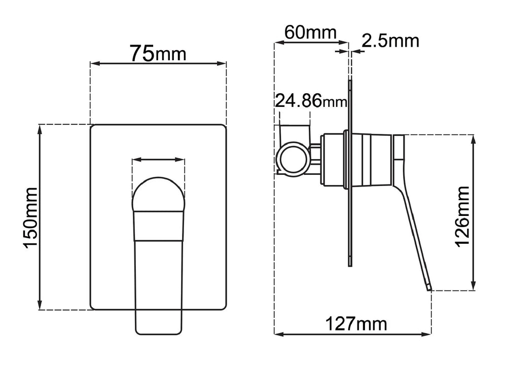 BUYG0156-2.ST RUSHY SERIES SQUARE BRUSHED YELLOW GOLD BUILT-IN SHOWER MIXER